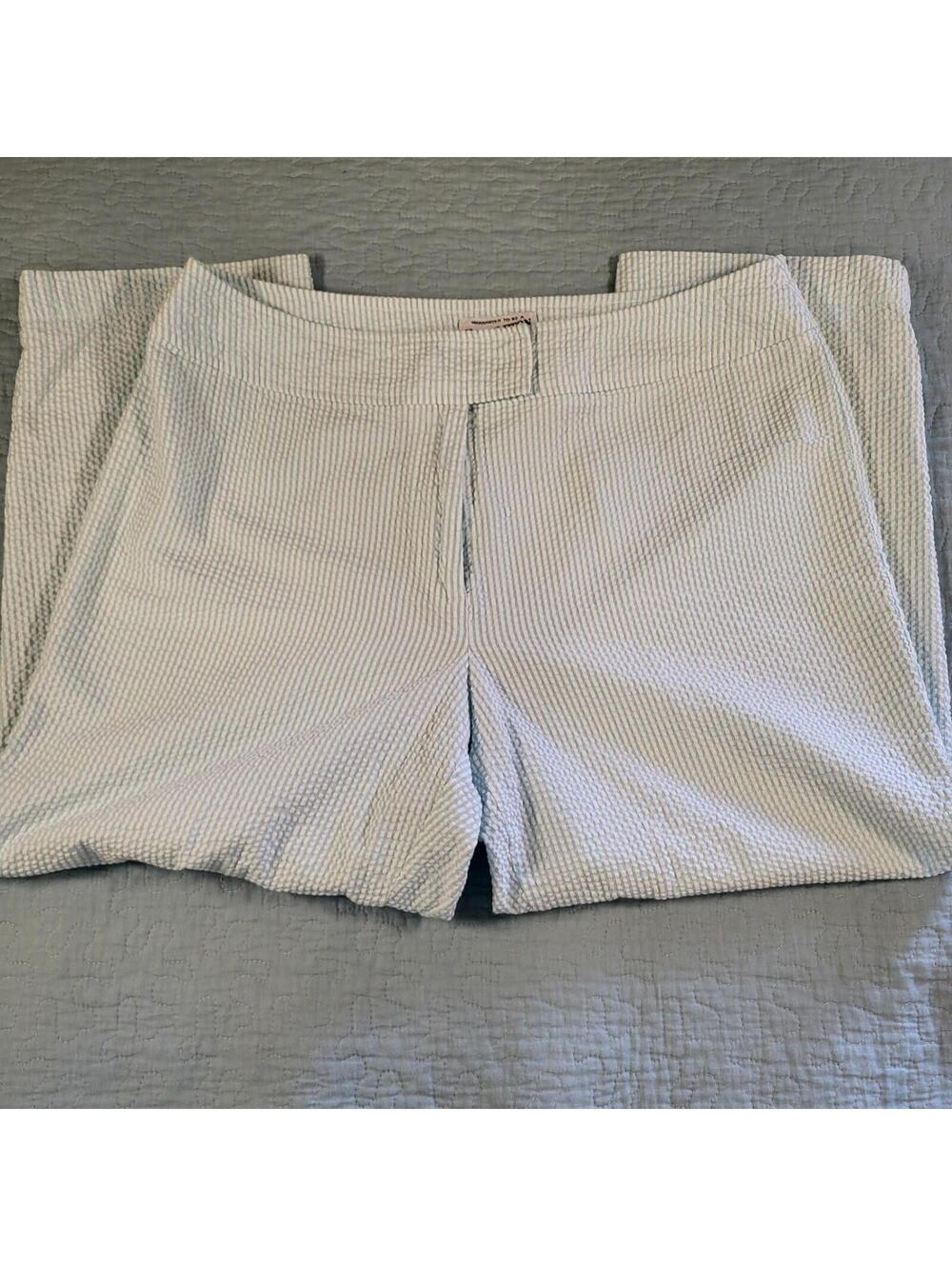 Pendleton Capri blue and white vertical striped seersucker 100% cotton Women 14